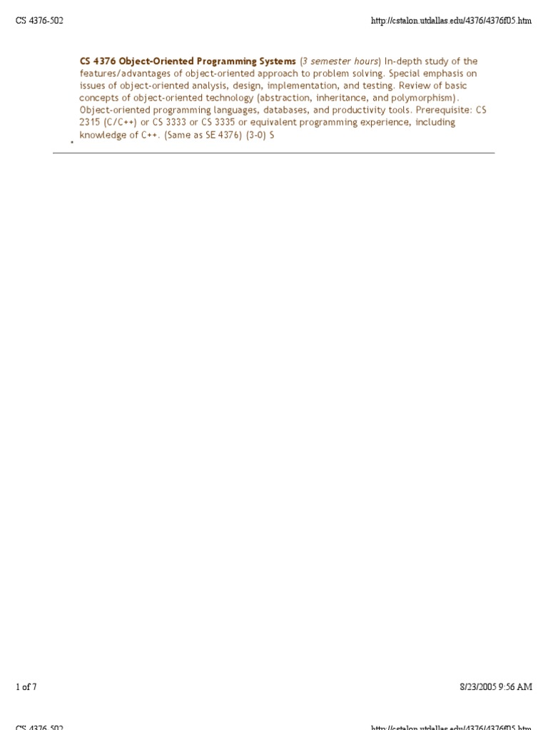 CS 4376 Object-Oriented Programming | PDF | Unified Modeling Language ...