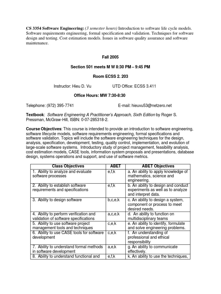 Software Engineering Course Overview | PDF | Class (Computer ...