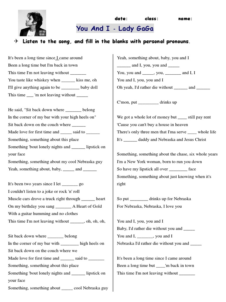 Pronouns You And I Lady Gaga Pronoun Songs Song Recordings Produced scribd