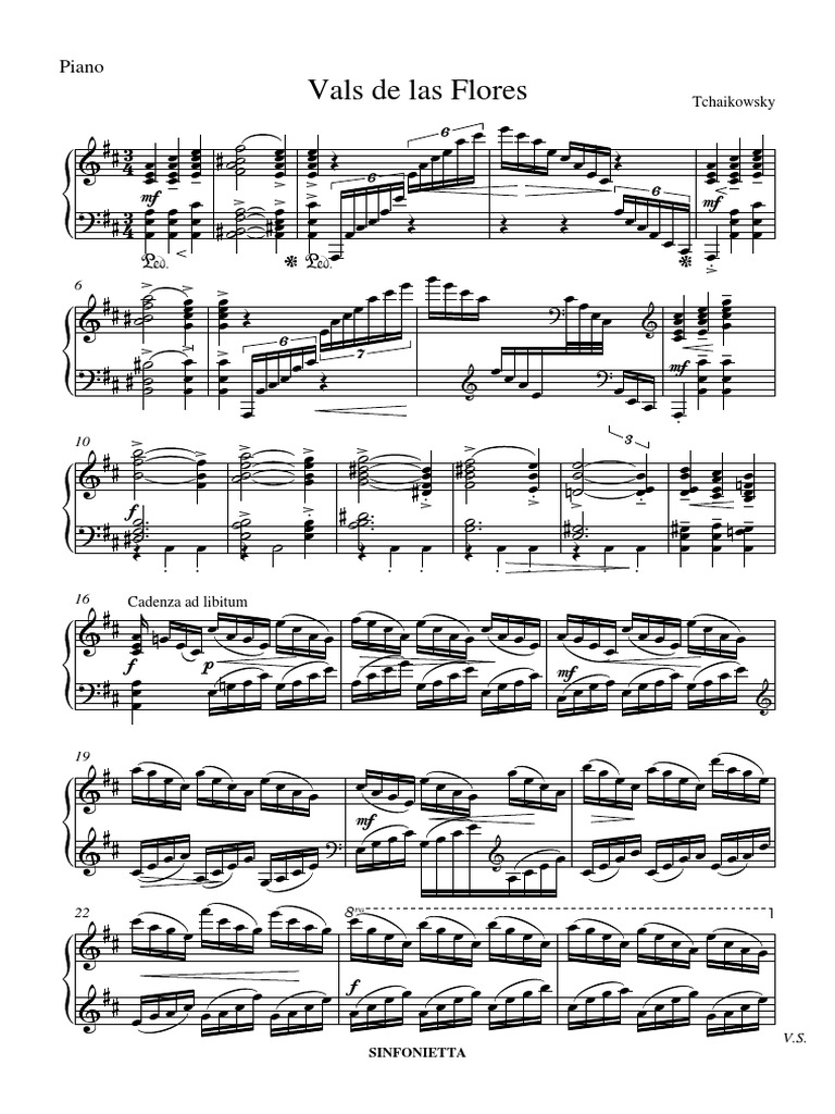 Vals de Las Flores Piano | PDF | Composiciones Musicales