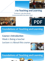 Introduction To Teaching and Learning: Professor John Macbeath Commonwealth Education Trust