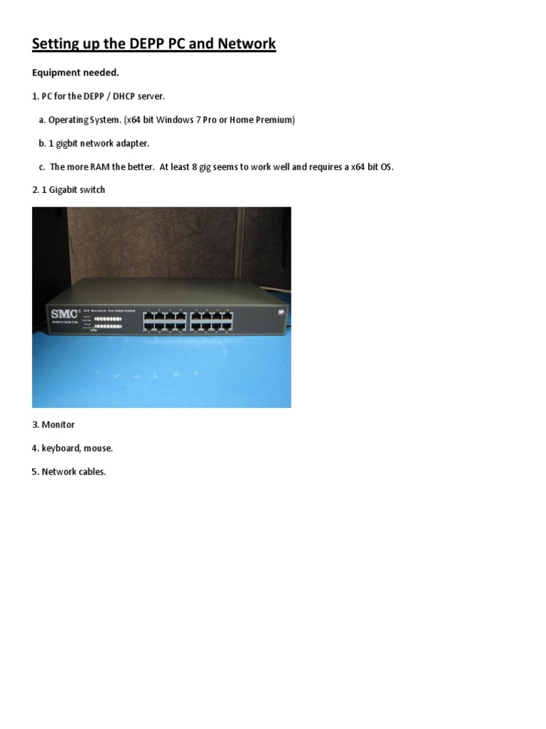 DEPP PC & Network Setup Guide | PDF | Booting | Computer Network