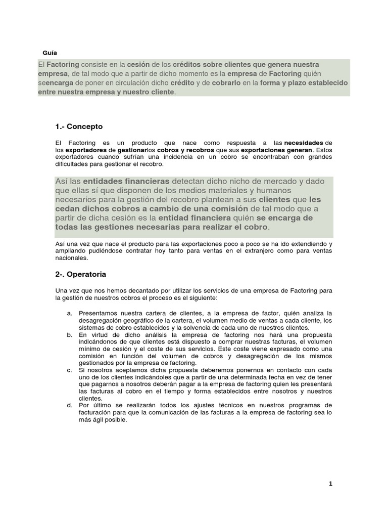 Factoring y Carta de Credito  Carta de crédito  Factoring (Finanzas