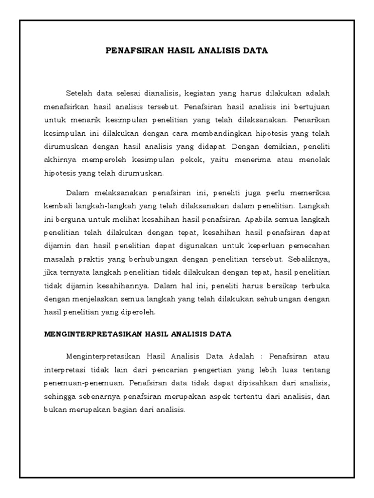 Penafsiran Hasil Analisis Data Pdf