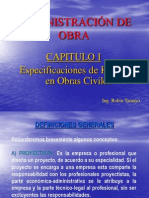 Administracion de Obra - CAP I - Especificaciones de Recursos