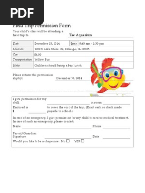 school field trip permission slip