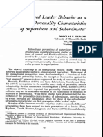 Perceived Leader Behavior As A Function of Personality Characteristics of Supervisors and Subordinates