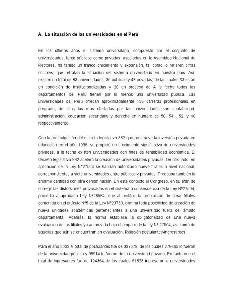 La Nueva Ley Universitaria PDF Universidad pública Universidad