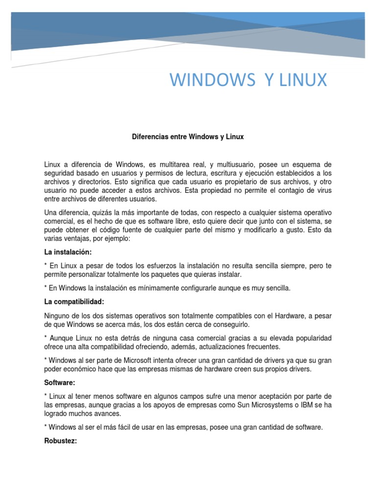 Diferencias entre Windows y Linux | Microsoft Windows | Archivo de ...