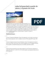 Cómo Calcular La Humedad a Partir de La Temperatura y El Punto de Rocío