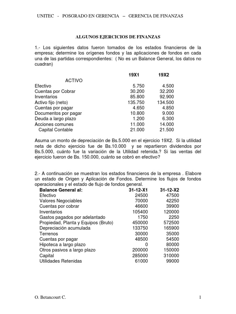 Ejercicios Prácticos de Finanzas | PDF | Apalancamiento (Finanzas ...