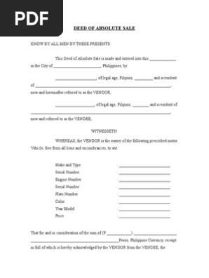 Deed of Sale (Car)