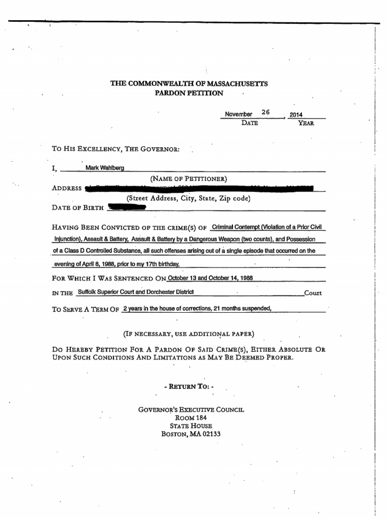 Mark Wahlberg Pardon Application | PDF | Violence