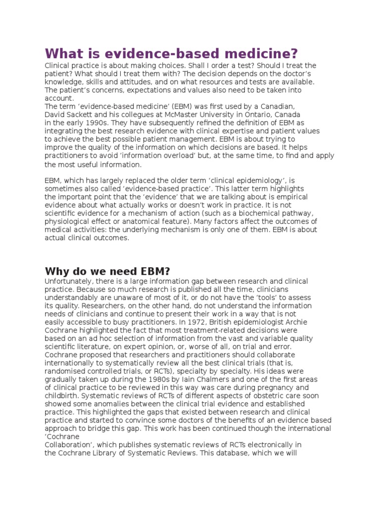 Understanding Evidence-Based Medicine | PDF | Science & Mathematics