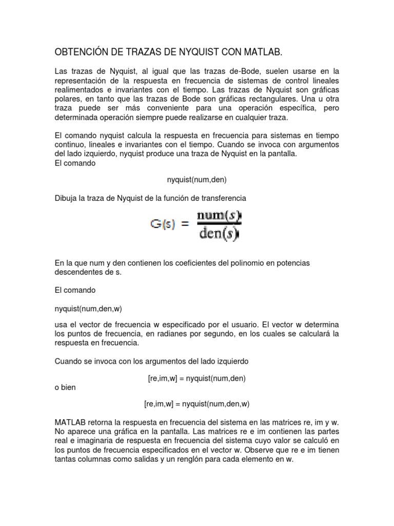 Trazas de Nyquist en MATLAB | PDF | Geometria plana) | Curva
