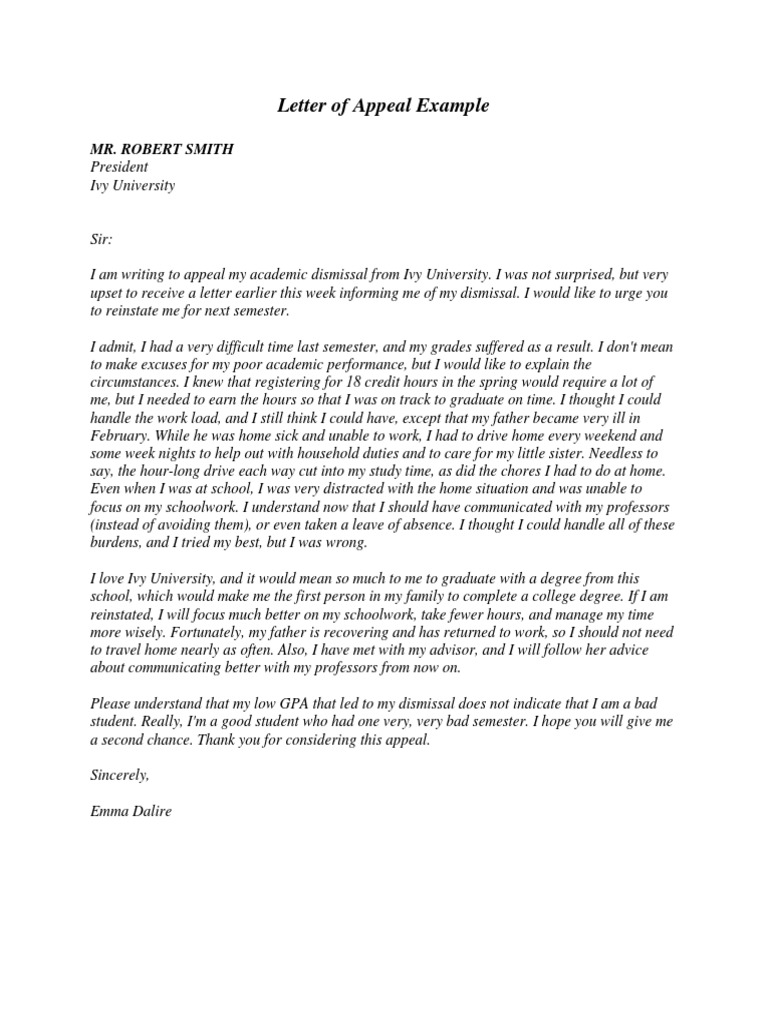 Successful appeal letters picture