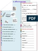 Color The School Objects: Complete The Sentences:: Match Pictures To The