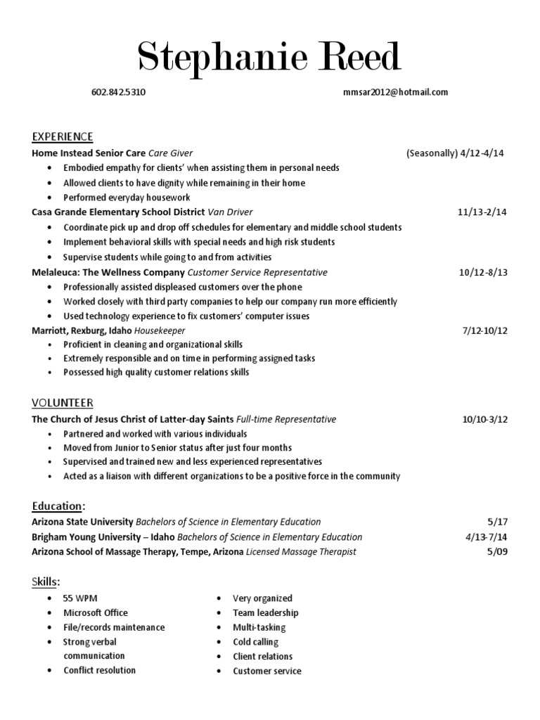 Stephanie Reed Resume | PDF | Career & Growth