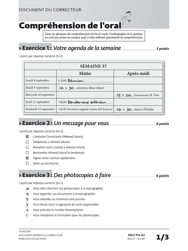 Delf a2 production écrite with answers image