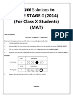 FIITJEE Solutions To NTSE STAGE-I (2014) (For Class X Students) (MAT)