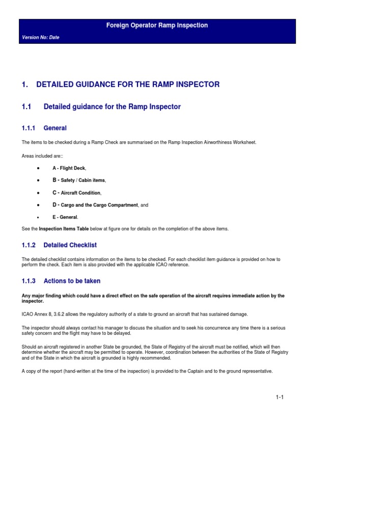 Foreign Operator Ramp Inspection Guide | PDF | Flight Attendant ...