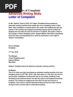 Advanced Writing Skills: Letter of Complaint