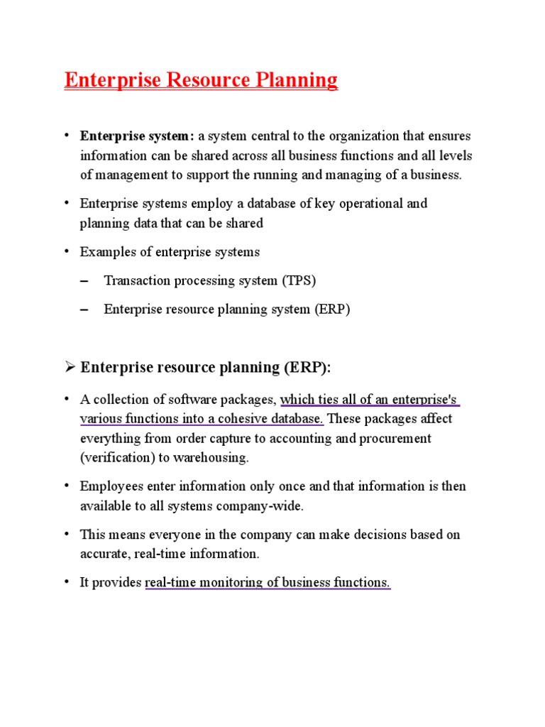 Enterprise Resource Planning | PDF | Enterprise Resource Planning