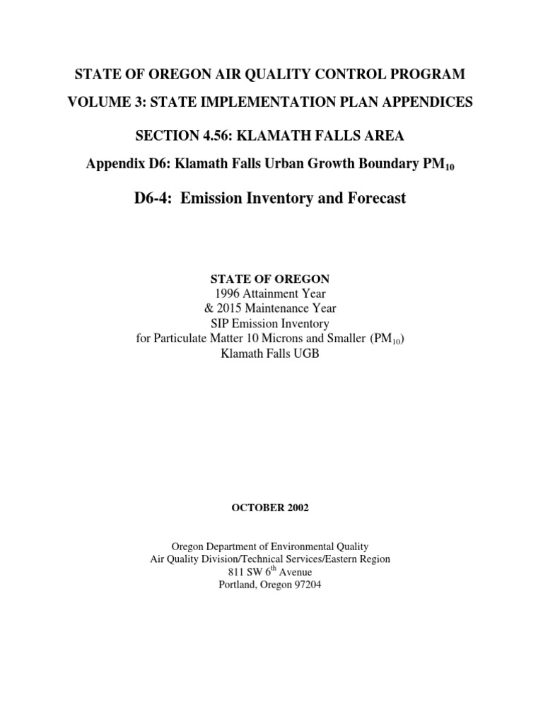 State of Oregon Air Quality Control Program PDF Clean Air Act