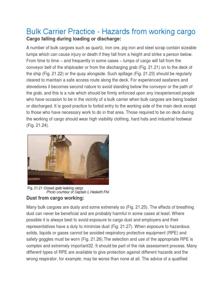 Bulk Carrier Safe Practice | PDF | Personal Protective Equipment ...
