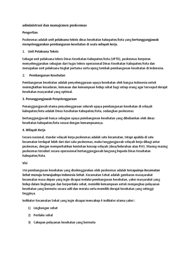 Administrasi Dan Manajemen Puskesmas