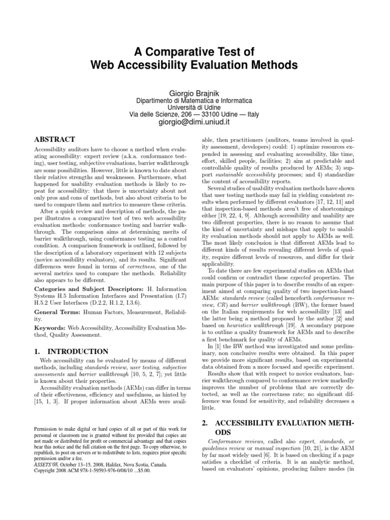 April 9 - Comparative Study of Web Accessibility Evaluation Methods ...