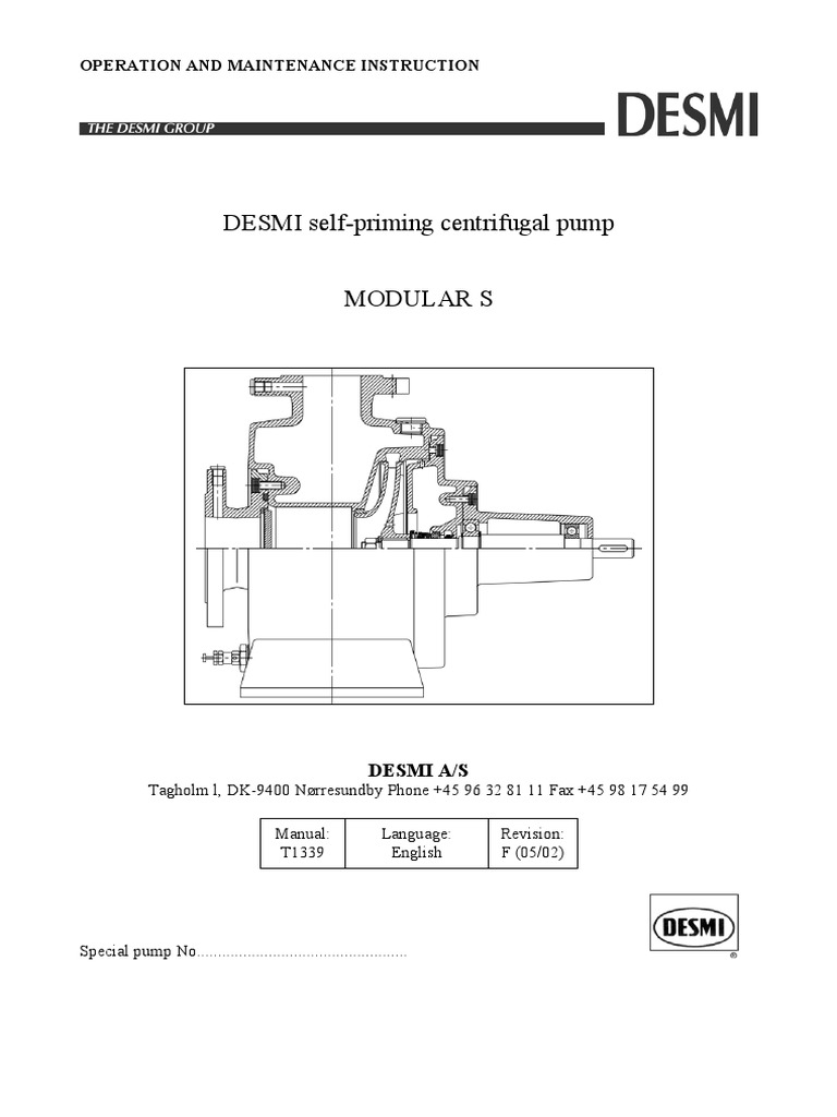 DESMI SelfPriming Centrifugal Pump Operation and Maintenance