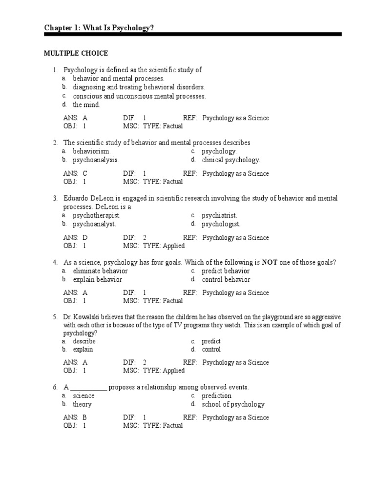 Test Bank for Psych 3rd Edition by Rathus