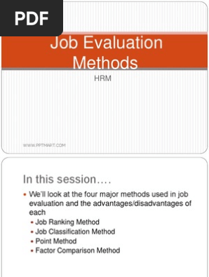 Job Evaluation Methods Employment Evaluation
