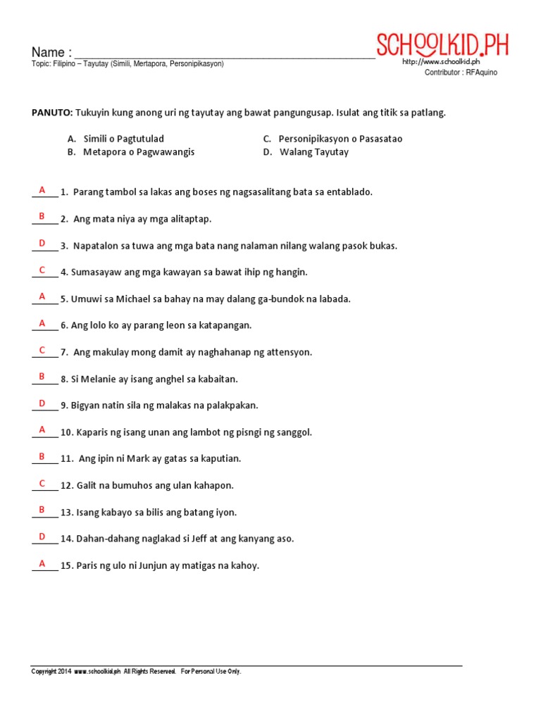 Pangatnig Worksheets For Grade 4 - Anti Vuvuzela