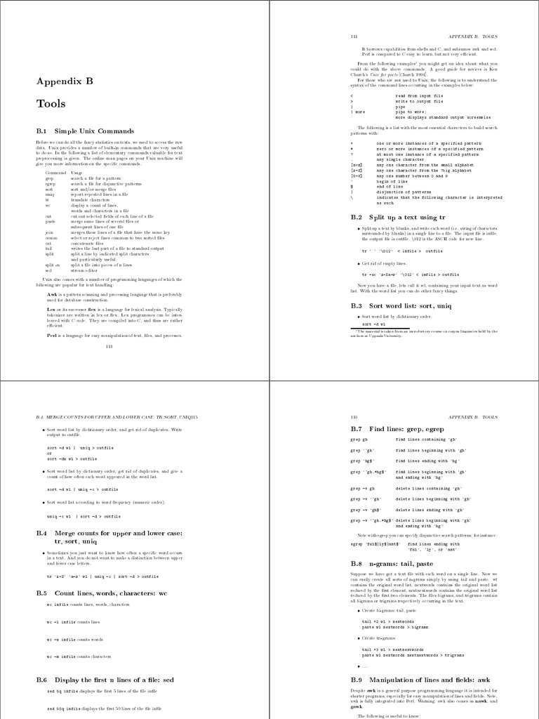 Essential Unix Commands for Text Processing | PDF | Computer ...