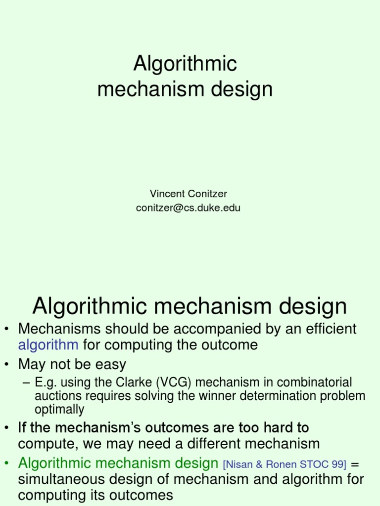 Algorithmic Mechanism Design Insights | PDF | Algorithms | Mathematical ...