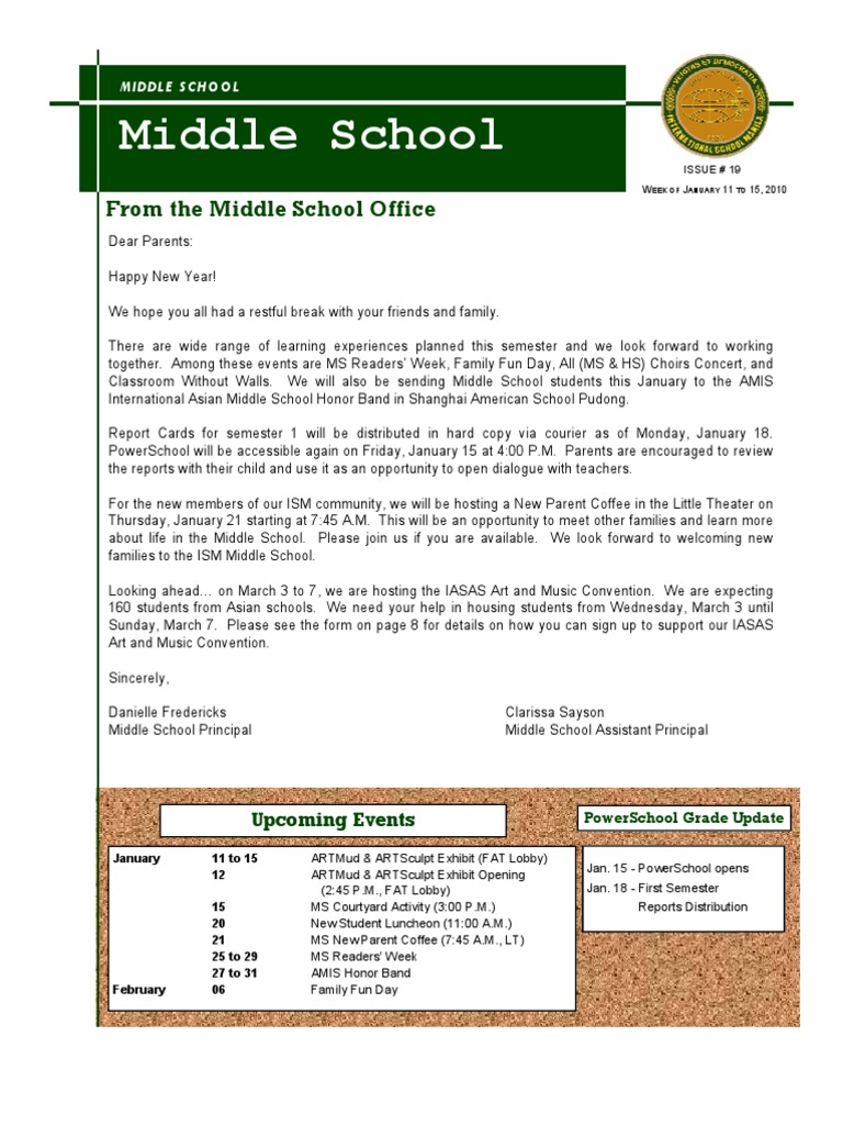 From The Middle School Office | PDF