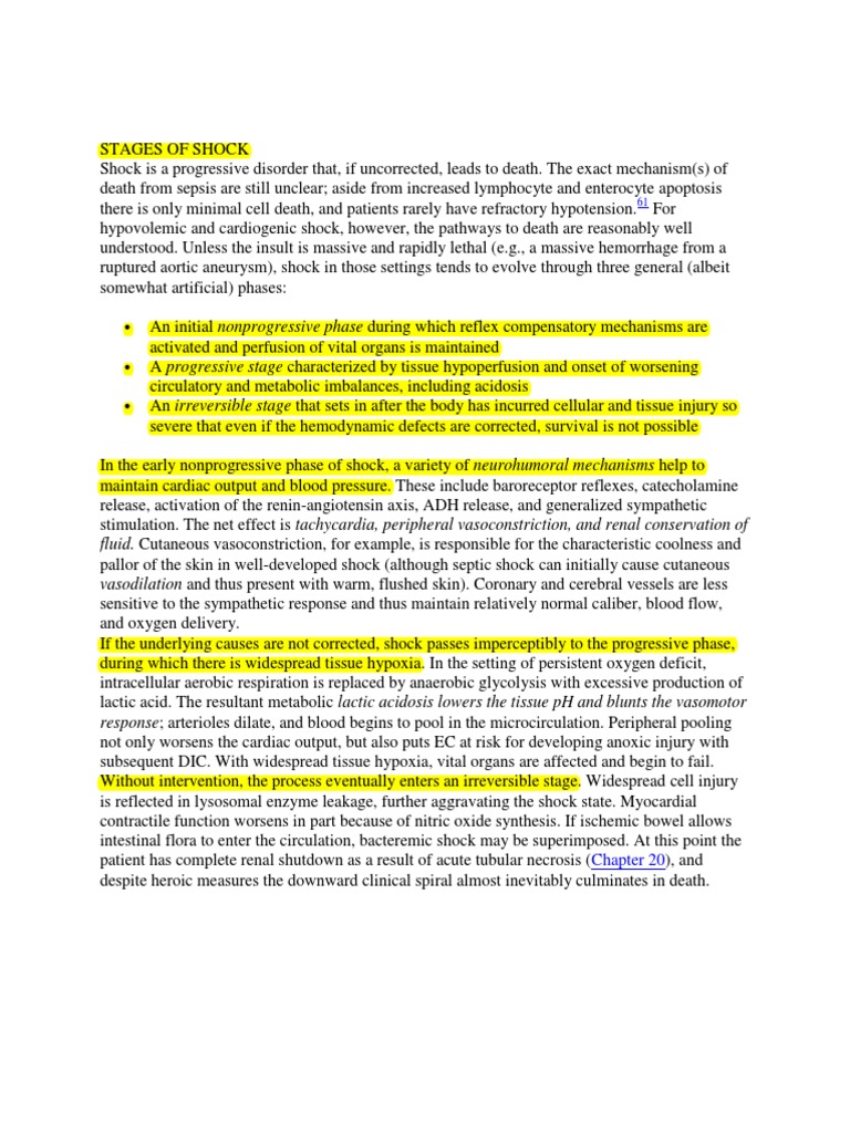 Stages Of Shock Pdf Shock Circulatory Medical Specialties