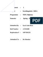 Download Assignment - 1 Sociolinguistics by Syed Asim Raza SN249355599 doc pdf