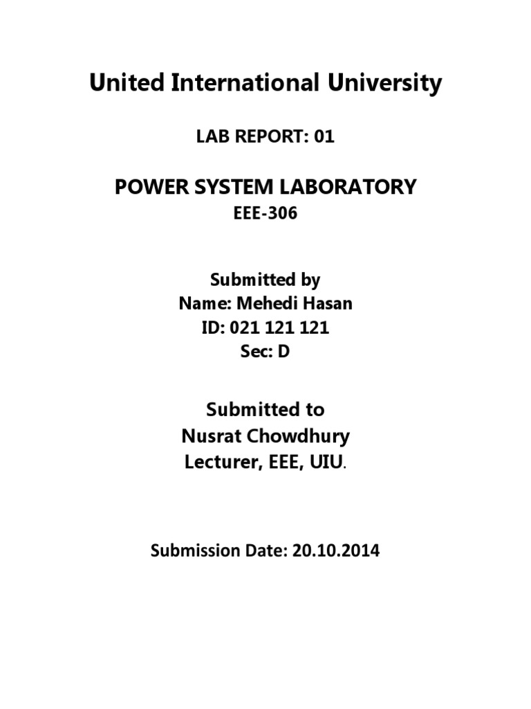 Power System Lab Report Overview | PDF | Science & Mathematics ...