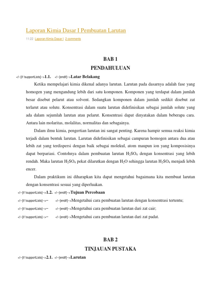 Laporan Pembuatan Larutan