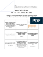 area choice board fractions and decimals