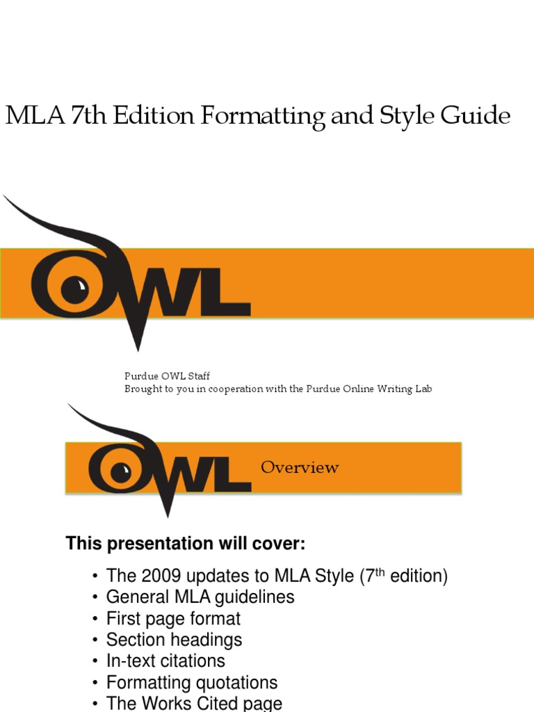 purdue owl mla formatting and style Citation Writing