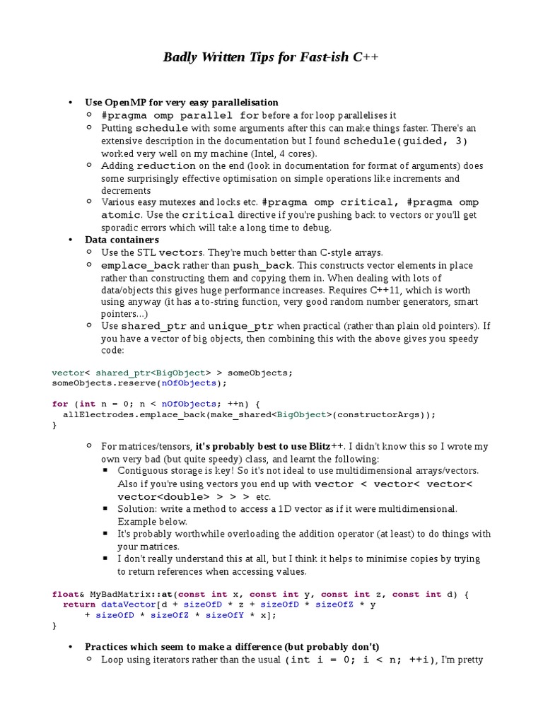 Badly Written Tips For Fast-Ish C++: Use Openmp For Very Easy ...