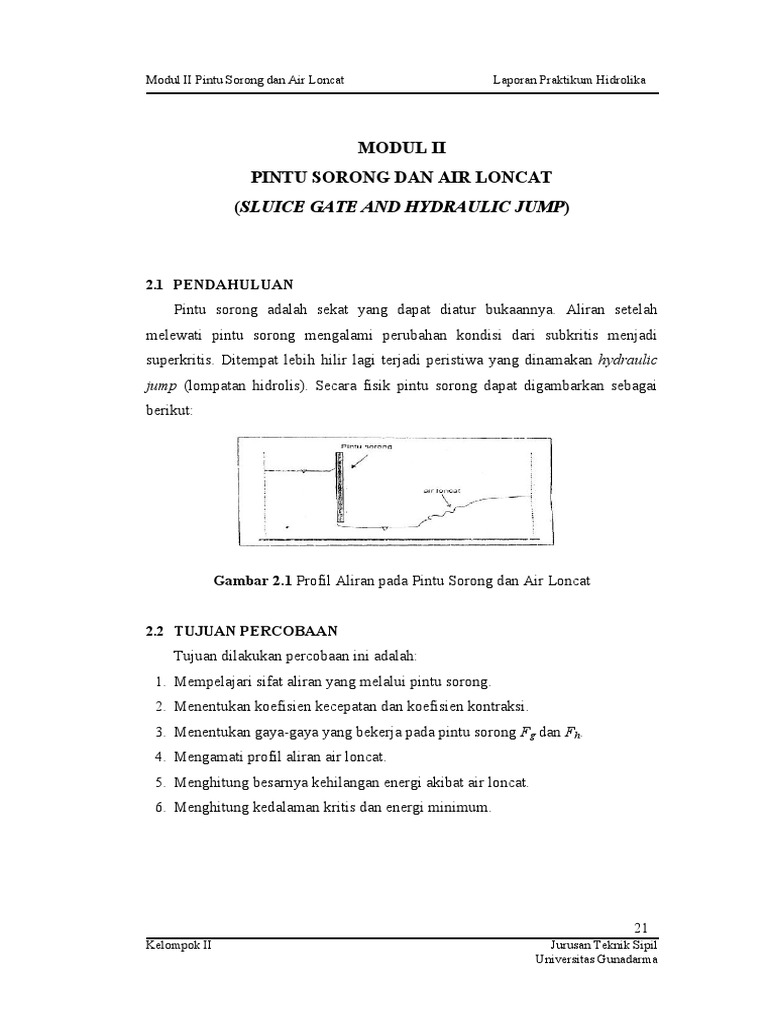 Pintu Sorong dan Air Loncat dalam Hidrolika | PDF
