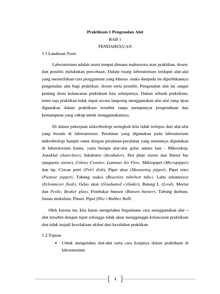 Laporan Praktikum Pengenalan Alat Lab