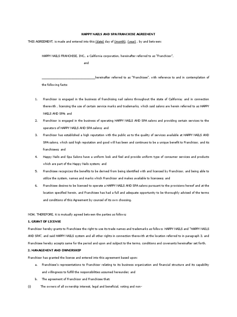 Assignment of franchise agreement form image