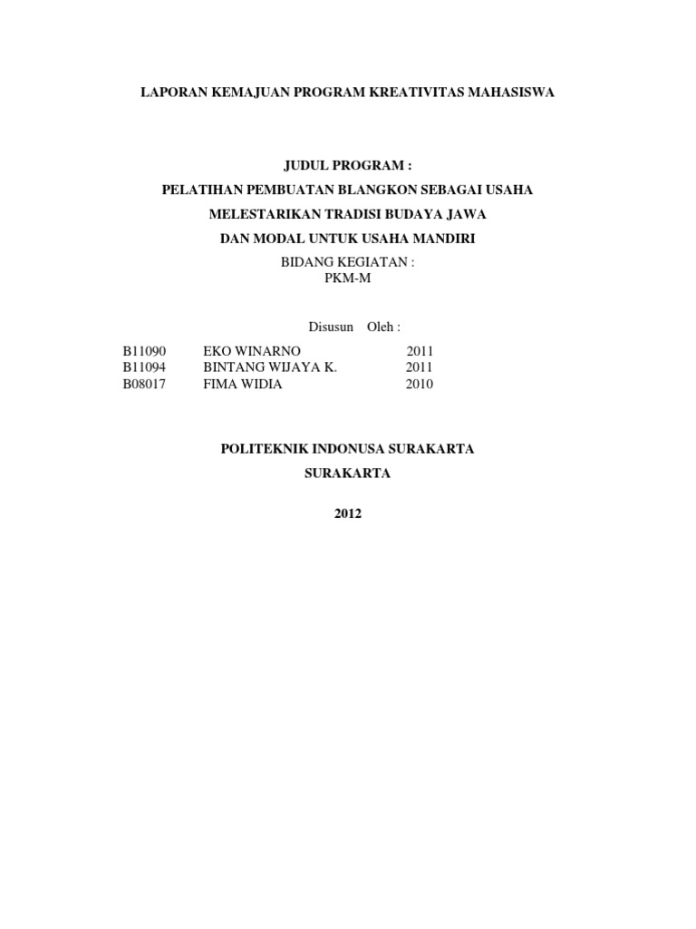 Contoh Laporan Monev Docx