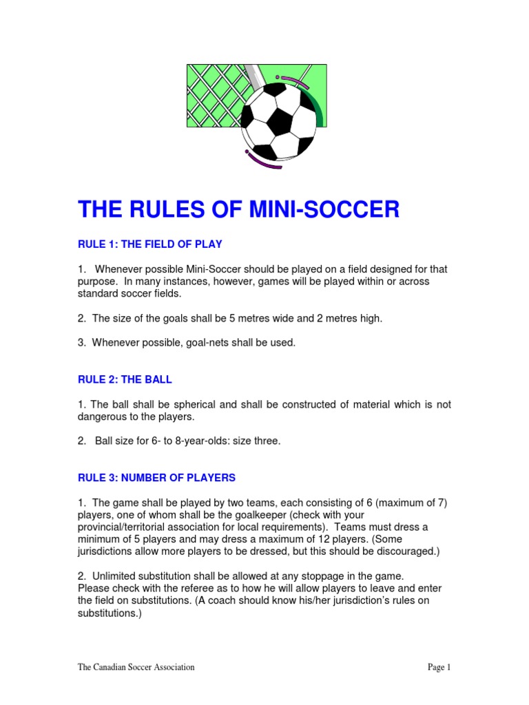 rules of soccer on Rules Of Mini Soccer Pdf Association Football Ball Games